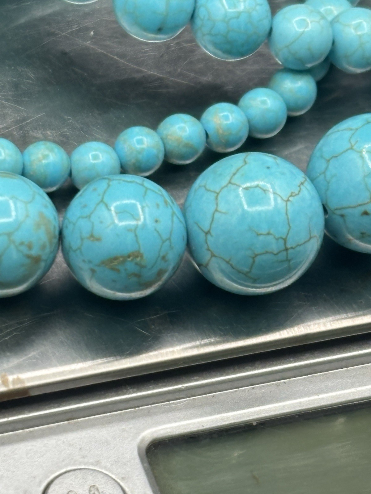 Sterling Silver Turquoise Graduate Beaded Necklace 113 Grams