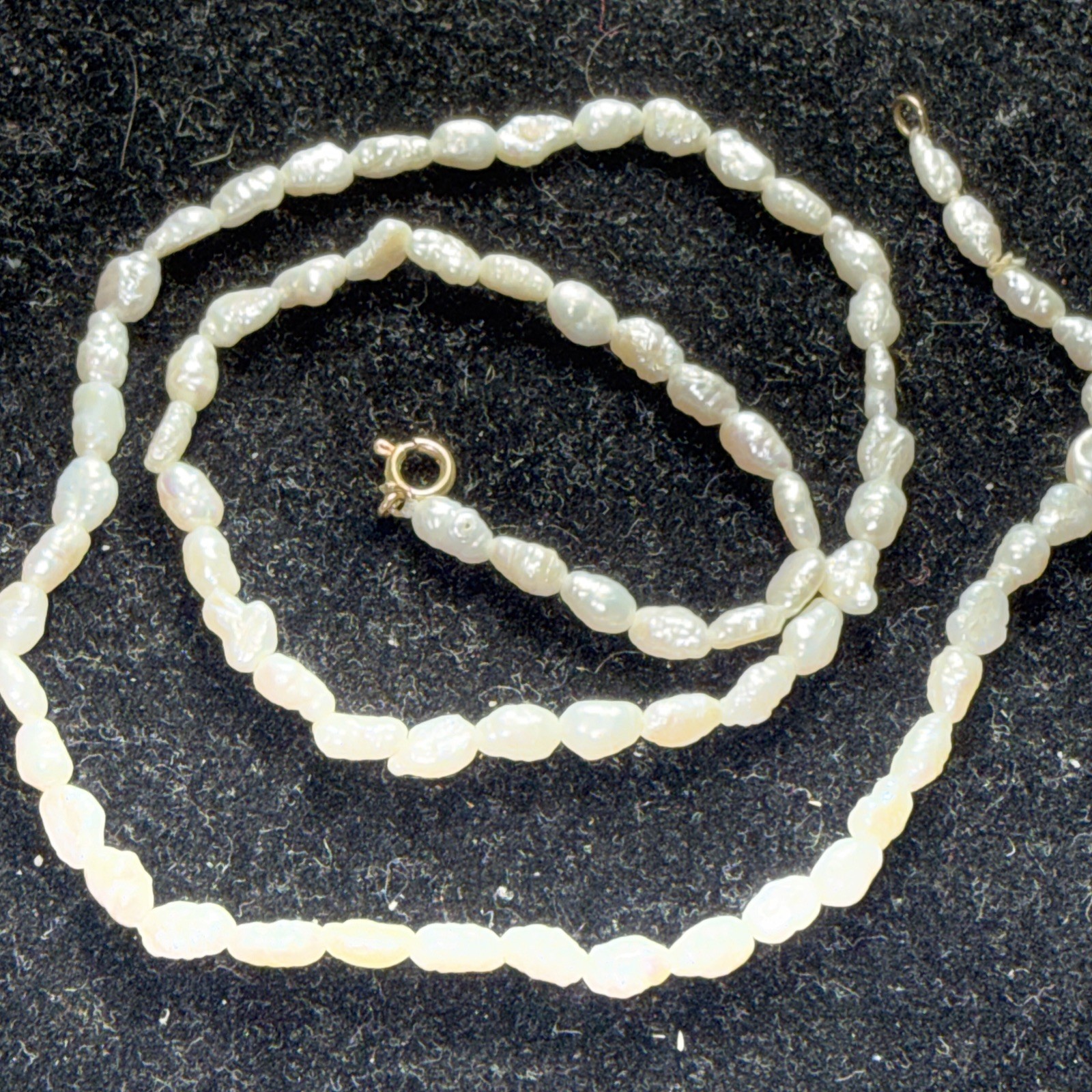 Necklace 14k Gold Cultured Rice Pearl 17” Unused Old Stock Vintage