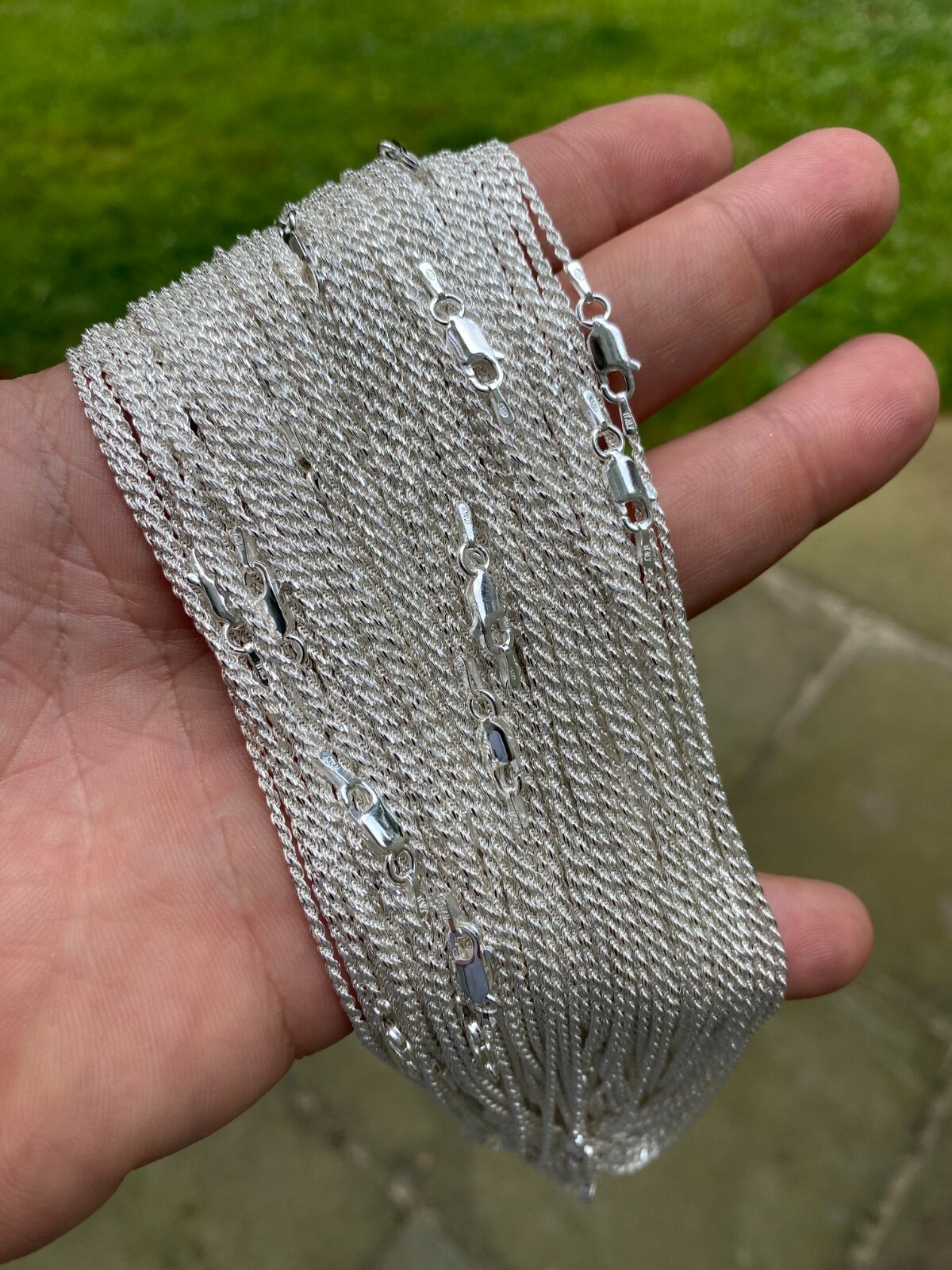 Solid 925 Sterling Silver Rope Chain Necklace 1.5mm WHOLESALE LOT 10pc 14-30″