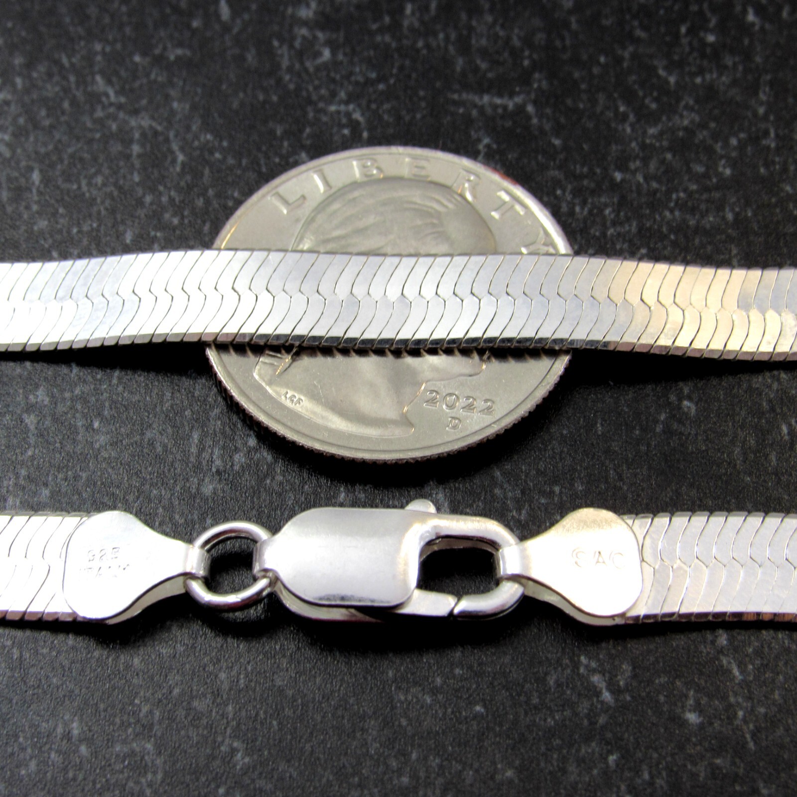 Solid 925 Sterling Silver Italian Herringbone Flexible Chain Necklace / Bracelet