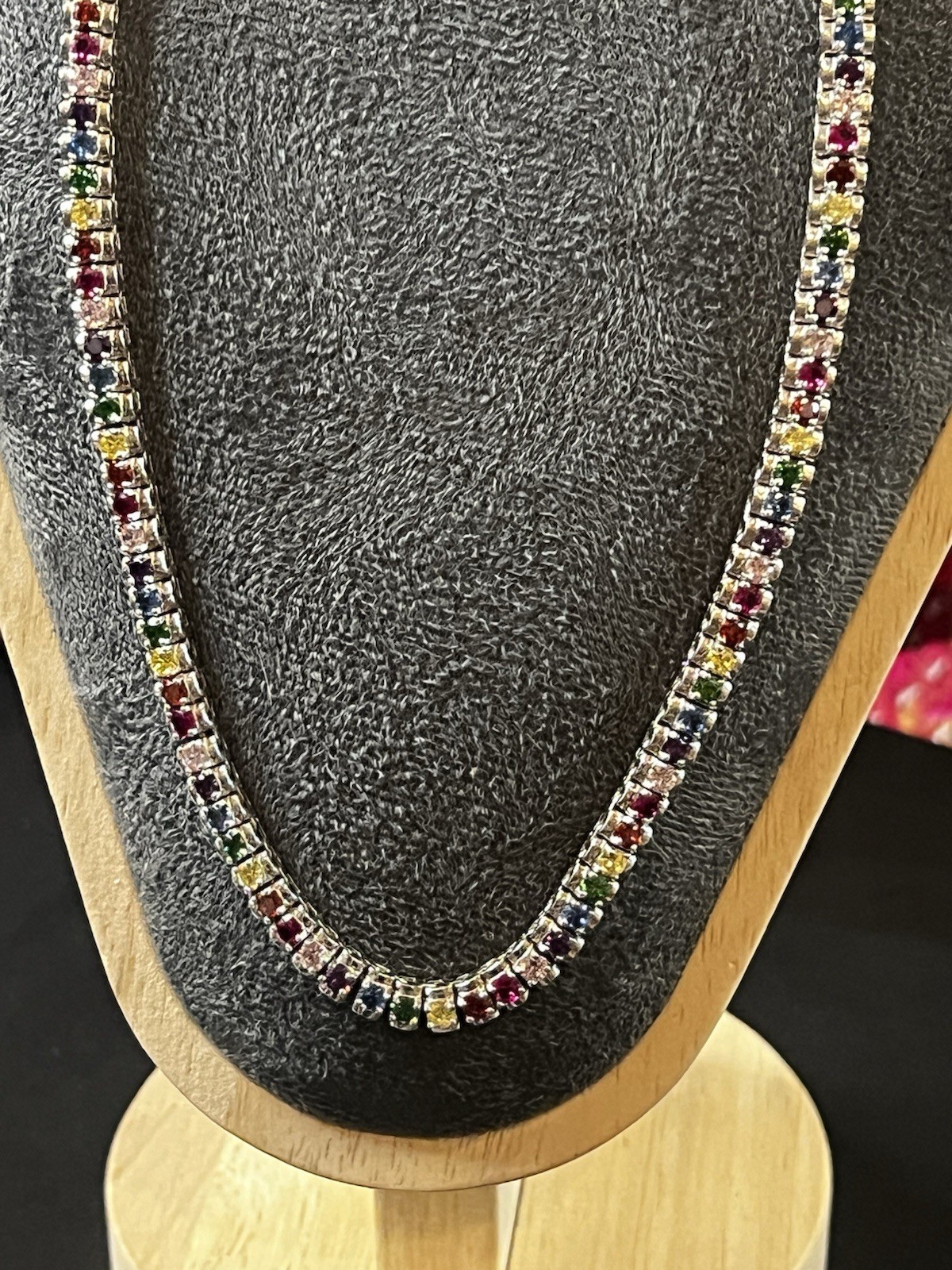 Multiple Gemstone Sterling Silver 925 Adjustable Box Chain Necklace 10”-28”