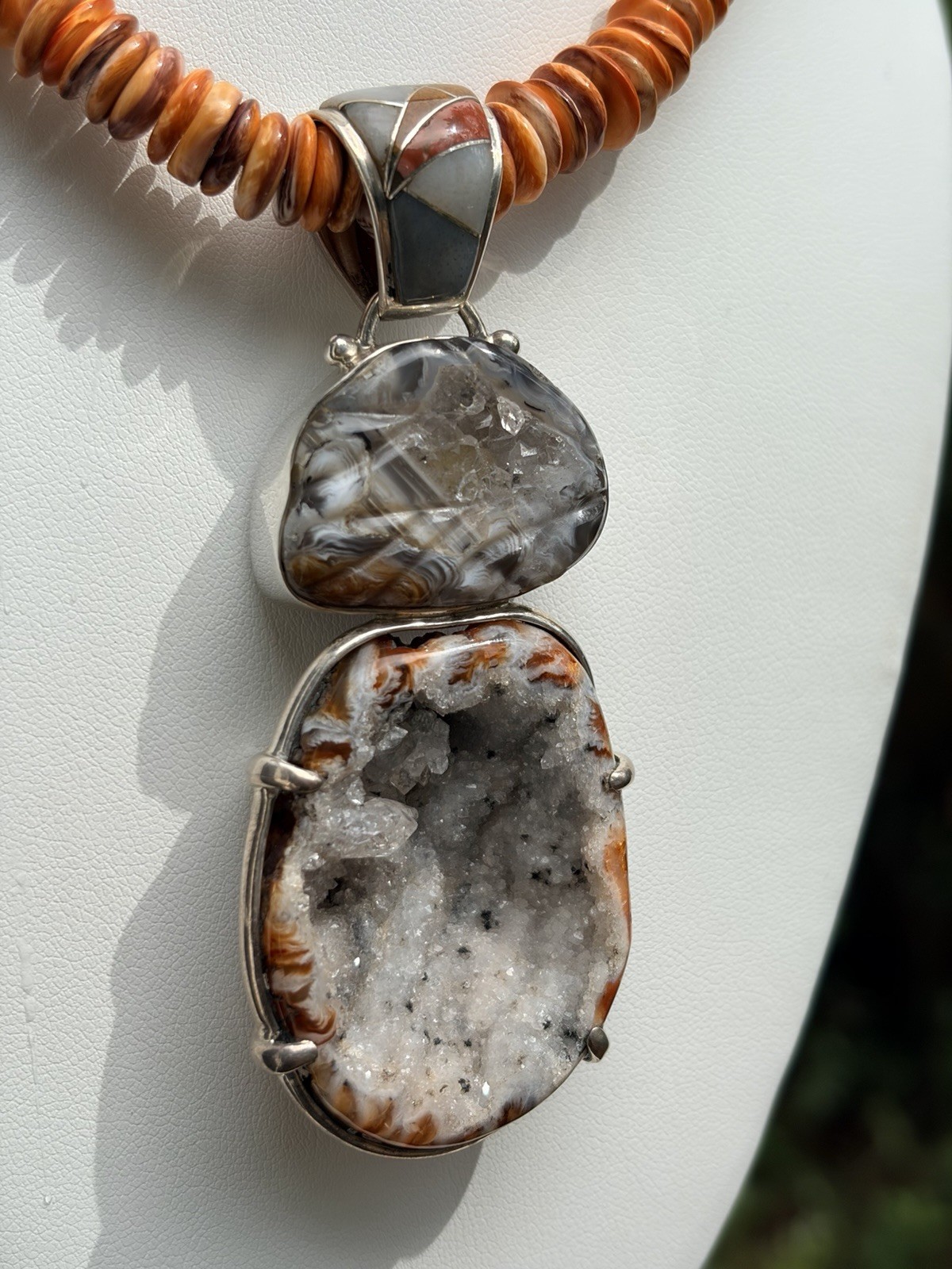 Ed Lohman Signed Pendant Multi expression Crazy Jasper 925 Spiny Oyster