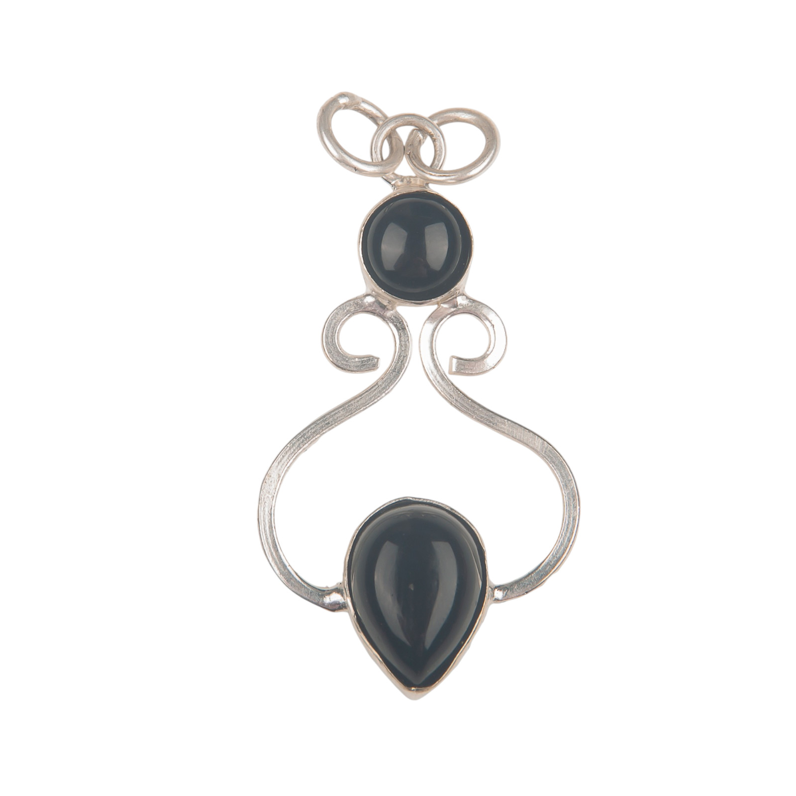 Black Onyx Cab Gemstone 925 Solid Silver Chain Pendent 1.60″ Gift For Women