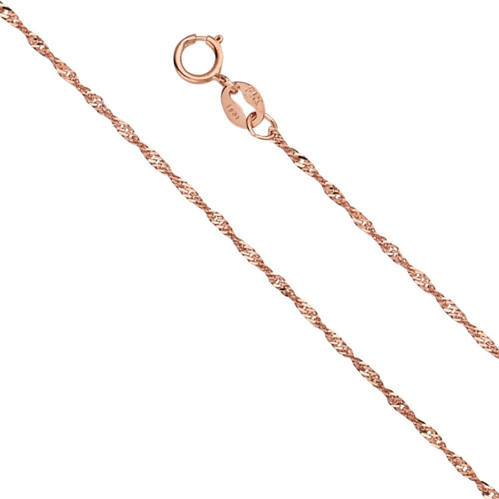 Precious Stars 14k Rose Gold 1.2mm Thin & Dainty Singapore Chain