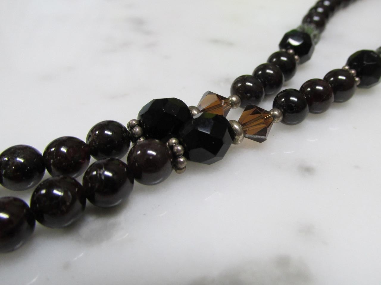 Multi-Stone Beaded Necklace w/ Unknown Stone Accent & Sterling Clasp ~ 6-C470