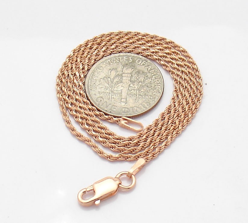 Technibond Diamond Cut Rope Chain Necklace 14K Pink Rose Gold Plated Silver