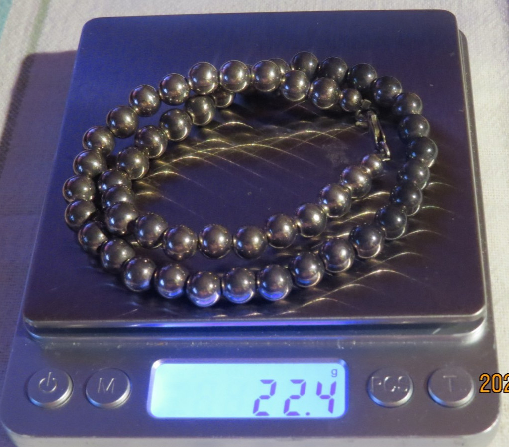 Vtg Navajo Pearls Sterling Silver Ball Bead Necklace 16″ Choker 925 Strand 22.4g