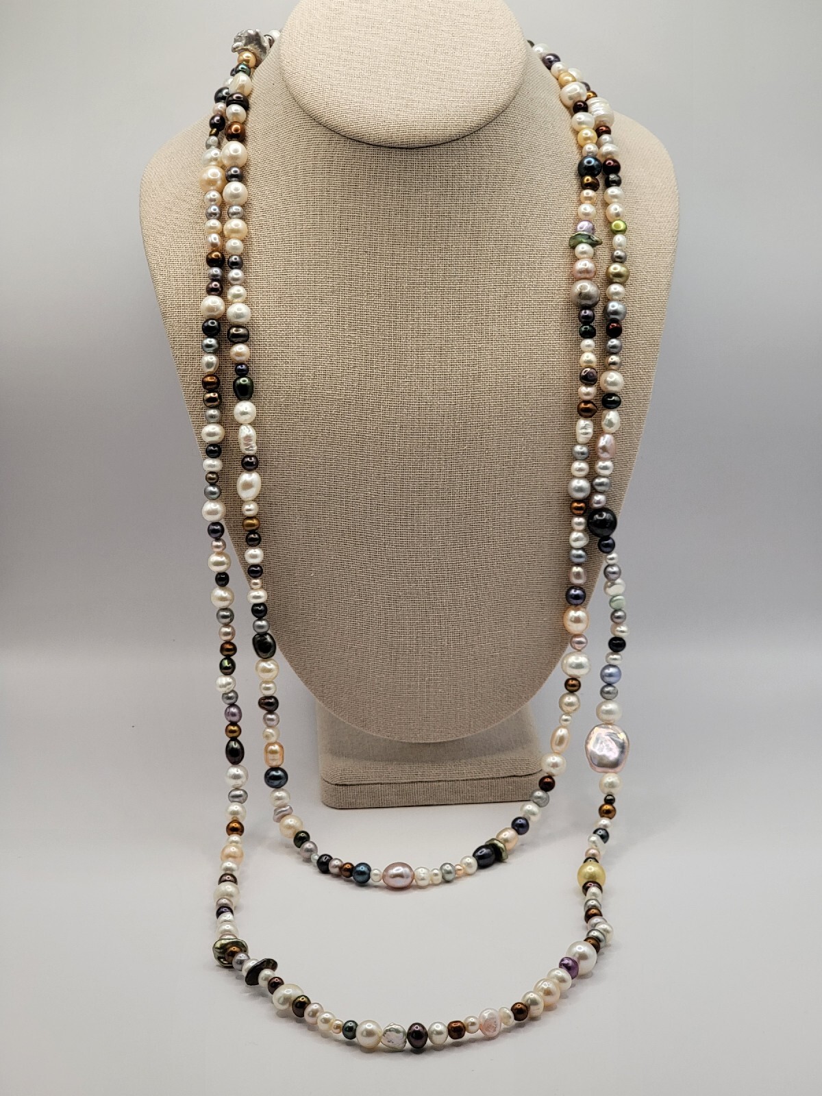 Honora Pearl Necklace Multi-Colored 36″ No Metal Continuous Strand
