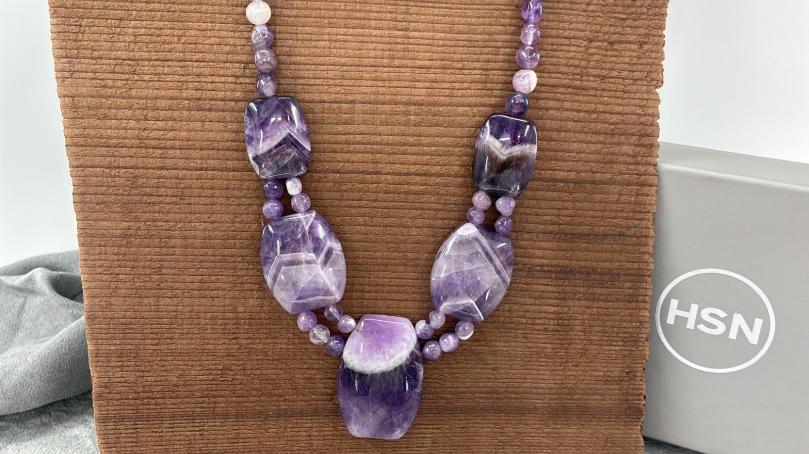 Jay King DTR Cape Amethyst Beaded Station Necklace Sterling Silver HSN Purple