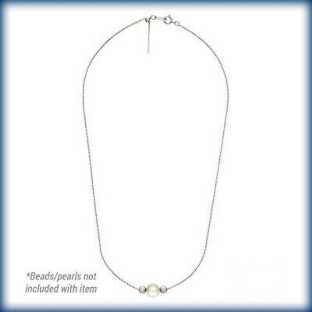 Sterling Silver 18.5 inch Add-A-Bead Cable Chain Necklace – Rhodium Plated