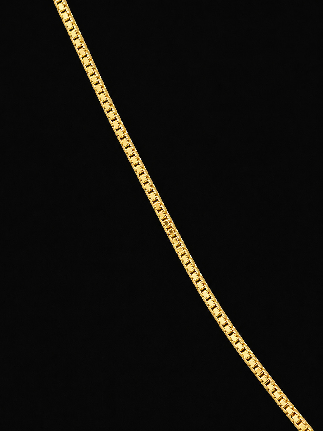 14K Yellow Gold Solid Box Chain Necklace Spring Ring Clasp 1 mm wide 16″,18″,21″