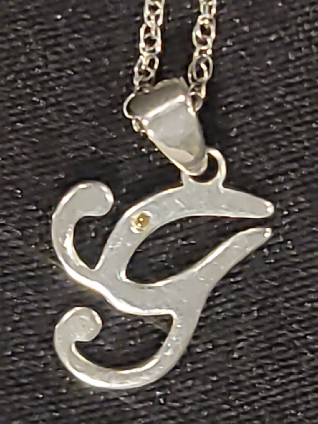 Necklace Real Diamond Chip 925 Sterling Silver Unknown NVC Symbol on 18″ Chain