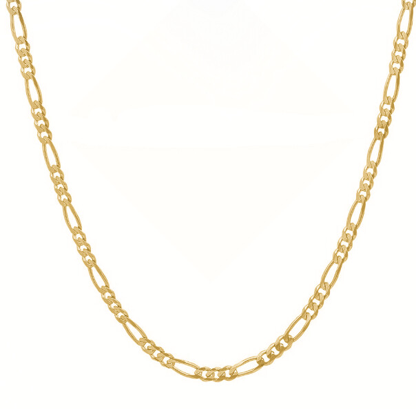 14K Yellow Gold Plated Sterling Silver Thick Figaro Link Chain Necklace Italy