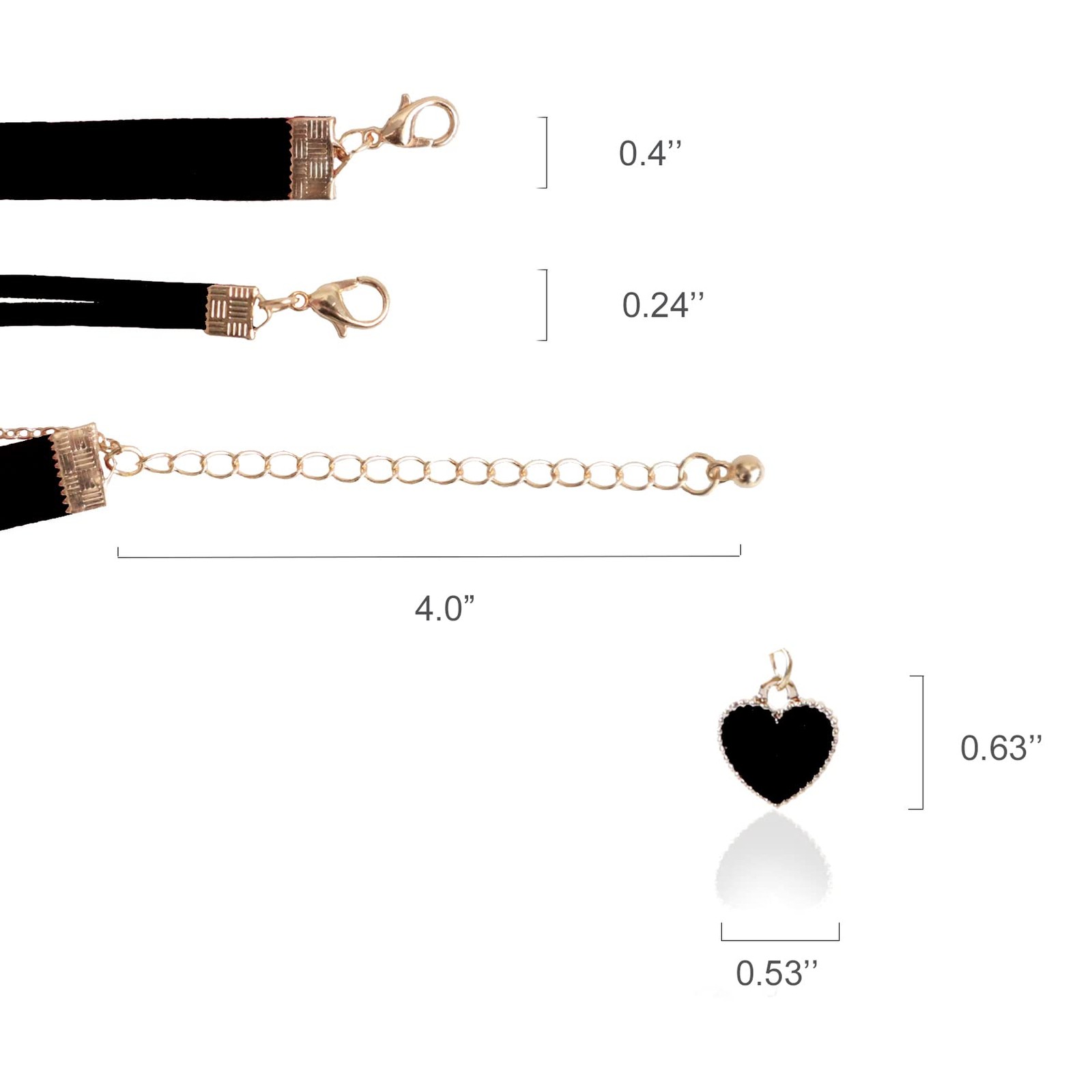 Heart Choker Necklace for Women 2Pcs Double layer Chokers (BLACK)
