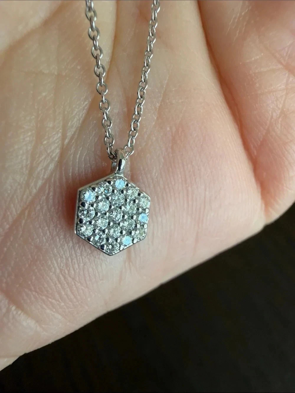 Maison Birks Bee Chic 18K White Gold 0.16ct Diamond Necklace 15-18″ w/ Box