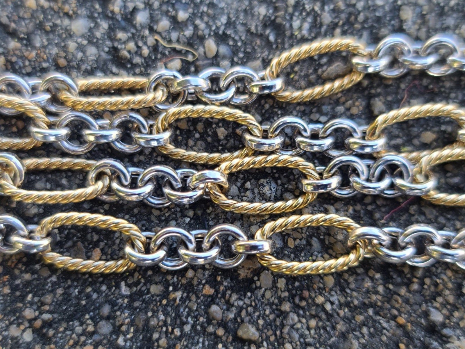 14k Solid Yellow & White Gold Chain Necklace Adjustable Up To 21.5″ ITALY 15.7gr