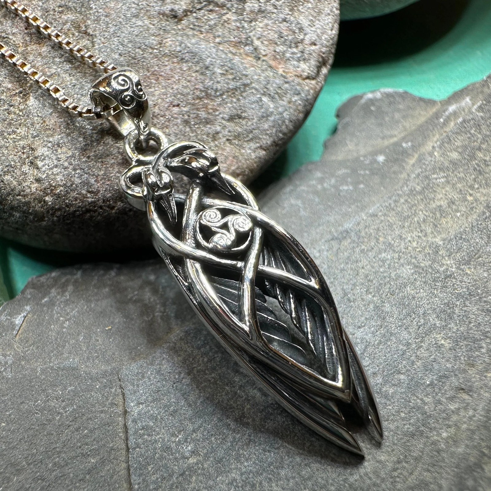 Art Deco Children of Lir Swan Necklace in Sterling Silver