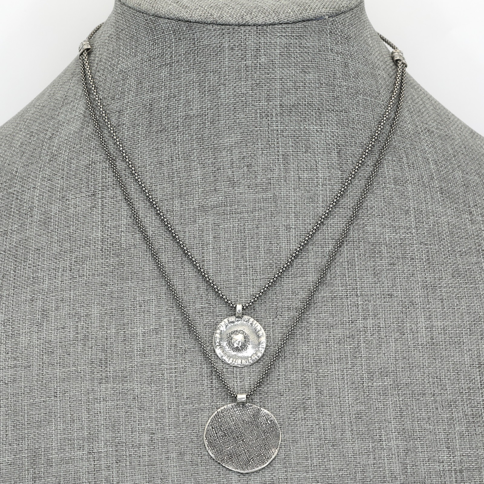Retired Silpada Oxidized Sterling 2-Strand Layered Popcorn Chain Necklace N1823