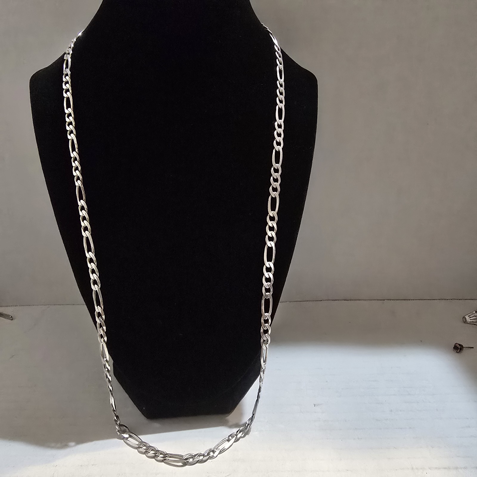 Vintage Italian Made 26 Inch Solid Sterling Silver Figaro Necklace 6mm