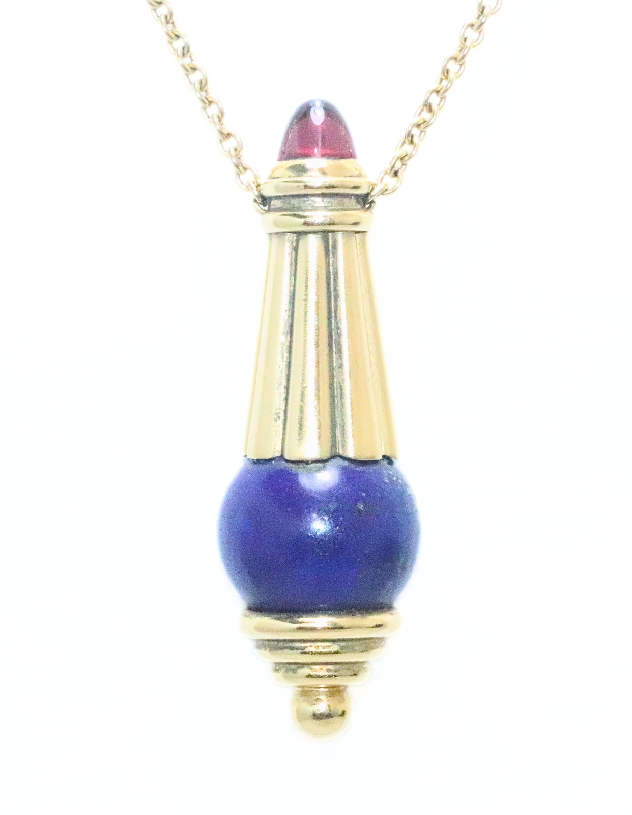 18K Gold Lapis Amethyst Pendant Necklace