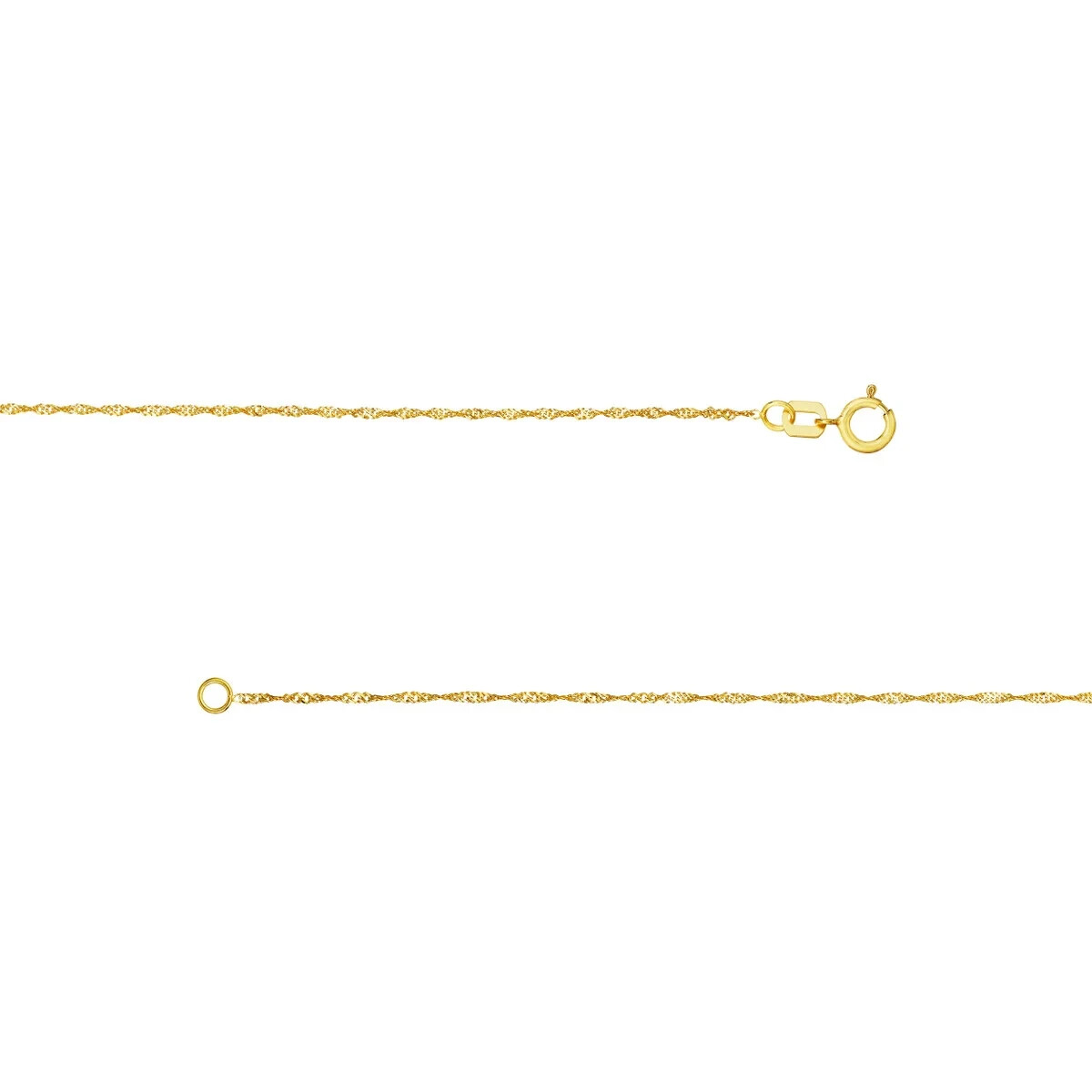 14K Yellow Solid Gold Twisted Classic Singapore Chain Necklace Women 1-1.4mm