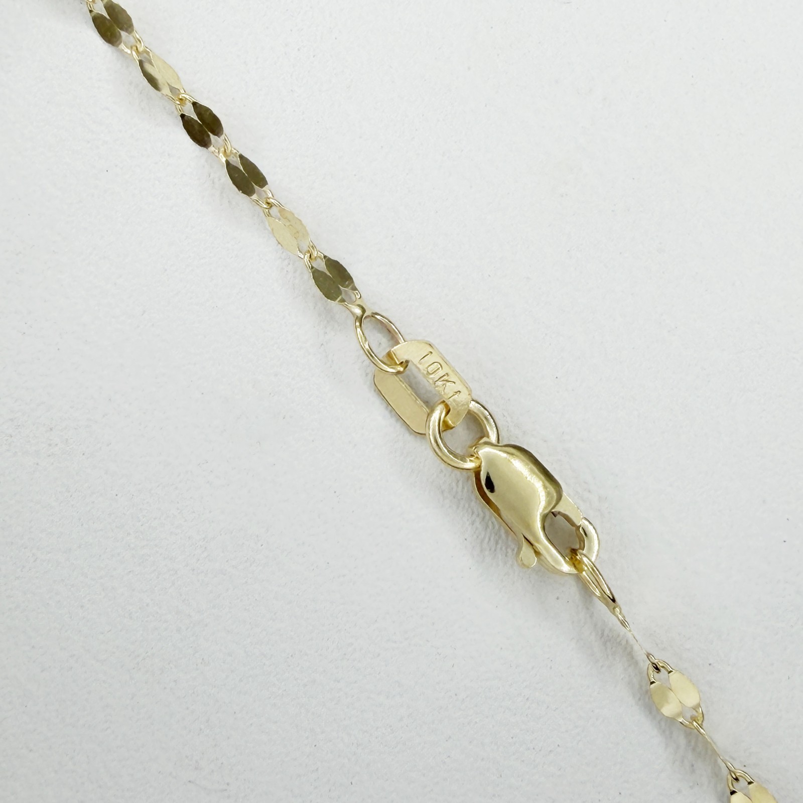 10k Yellow Gold Petal Chain Dainty Mirror Link Necklace 2mm 14 to 20 Inches