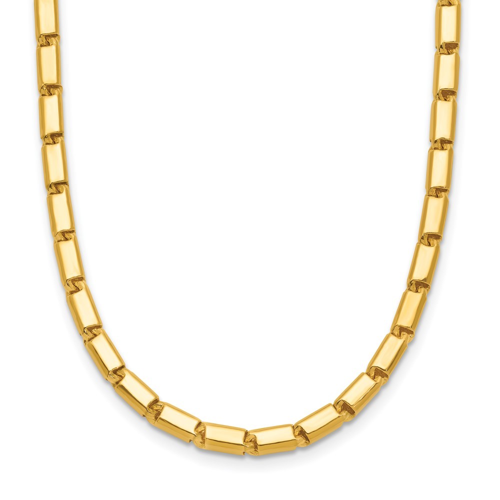 24k Yellow Gold Polished 3.0mm Solid Square Barrel Link Chain Necklace 24″