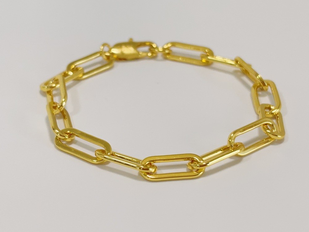 18k Yellow Gold 7.5mm Paperclip Chain Cable Rolo Link Bracelet Womens Men 7.5″