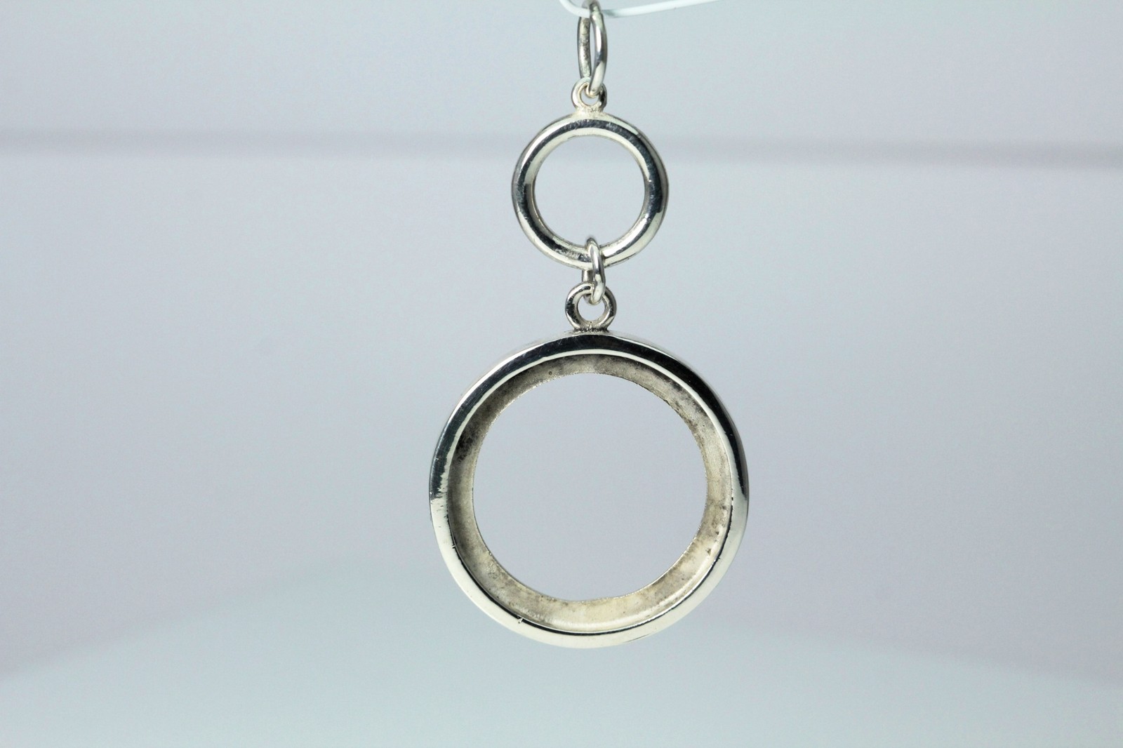 925 Sterling Silver Round Stone Setting Large Pendant 9.6 Grams (PEN3521)