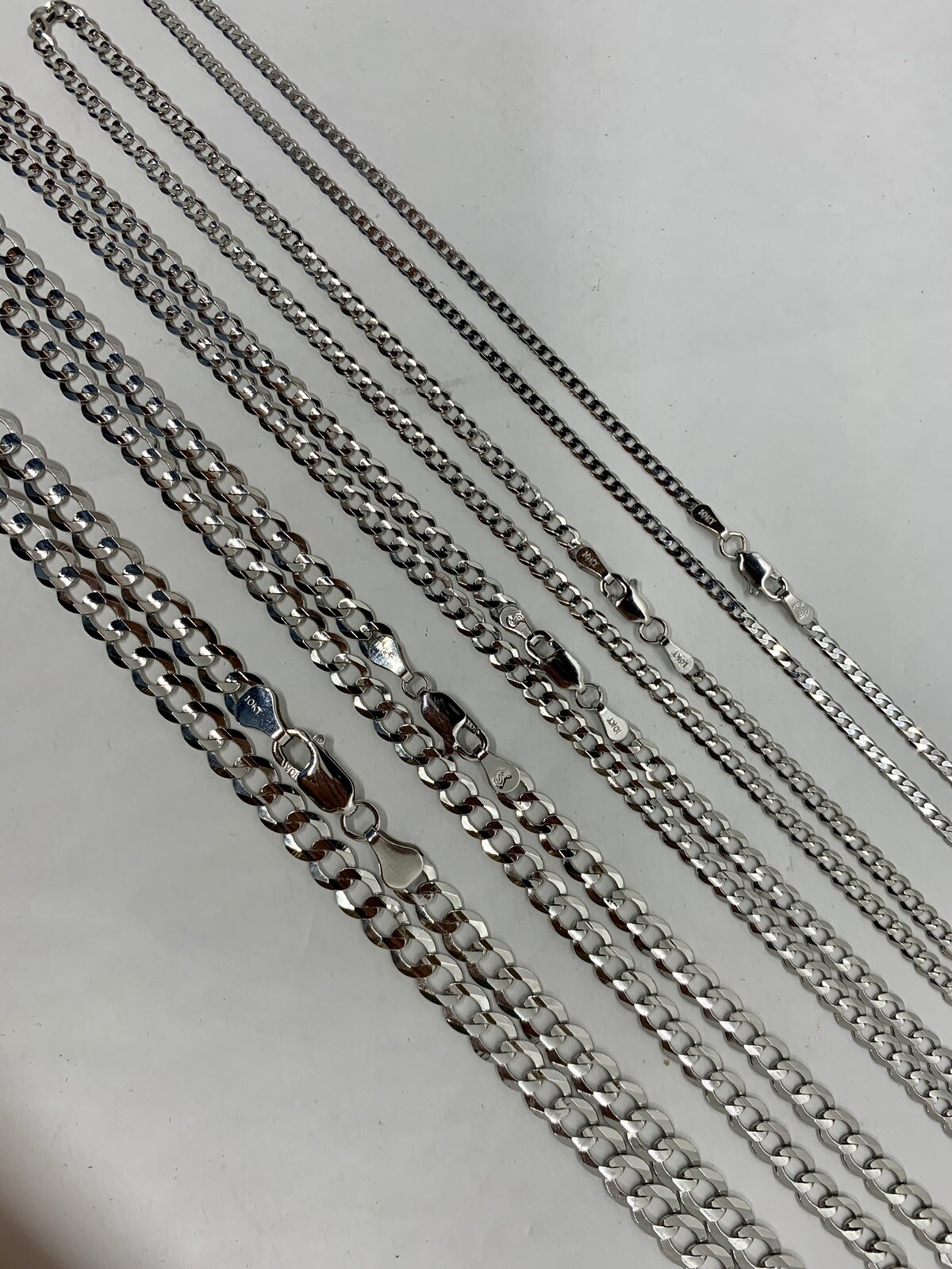 10K Solid White Gold Cuban Link Chain/Necklace Men’s/Women’s 2.2mm-5.7mm 16″-30″