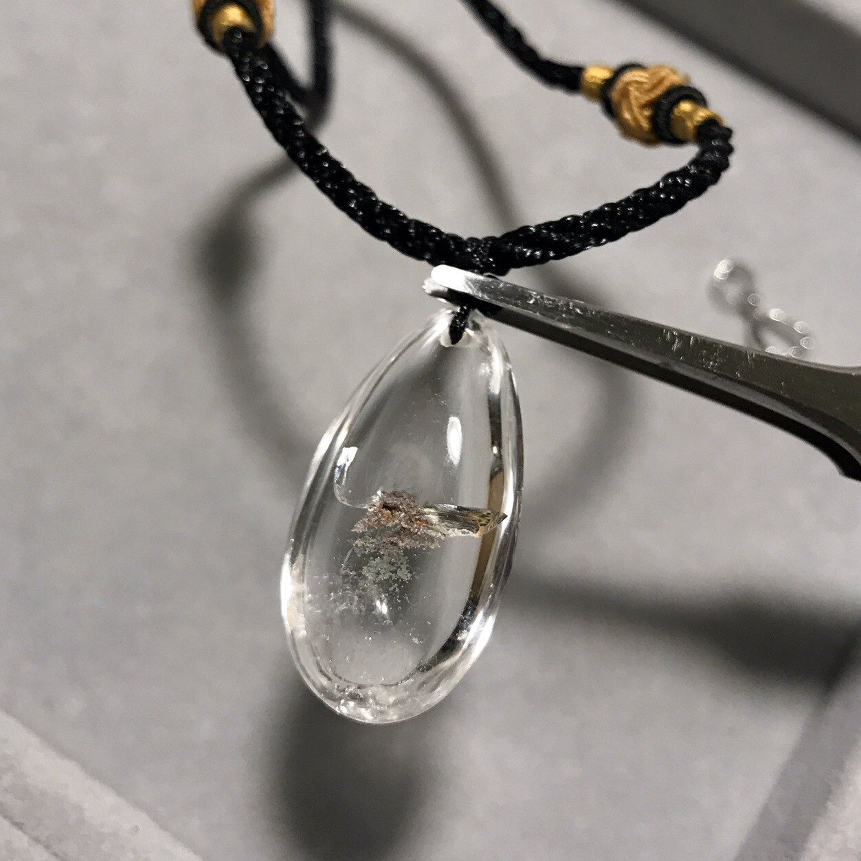 US SELLER Natural Green Red Phantom Quartz Pendant Teardrop Crystal GEM Necklace