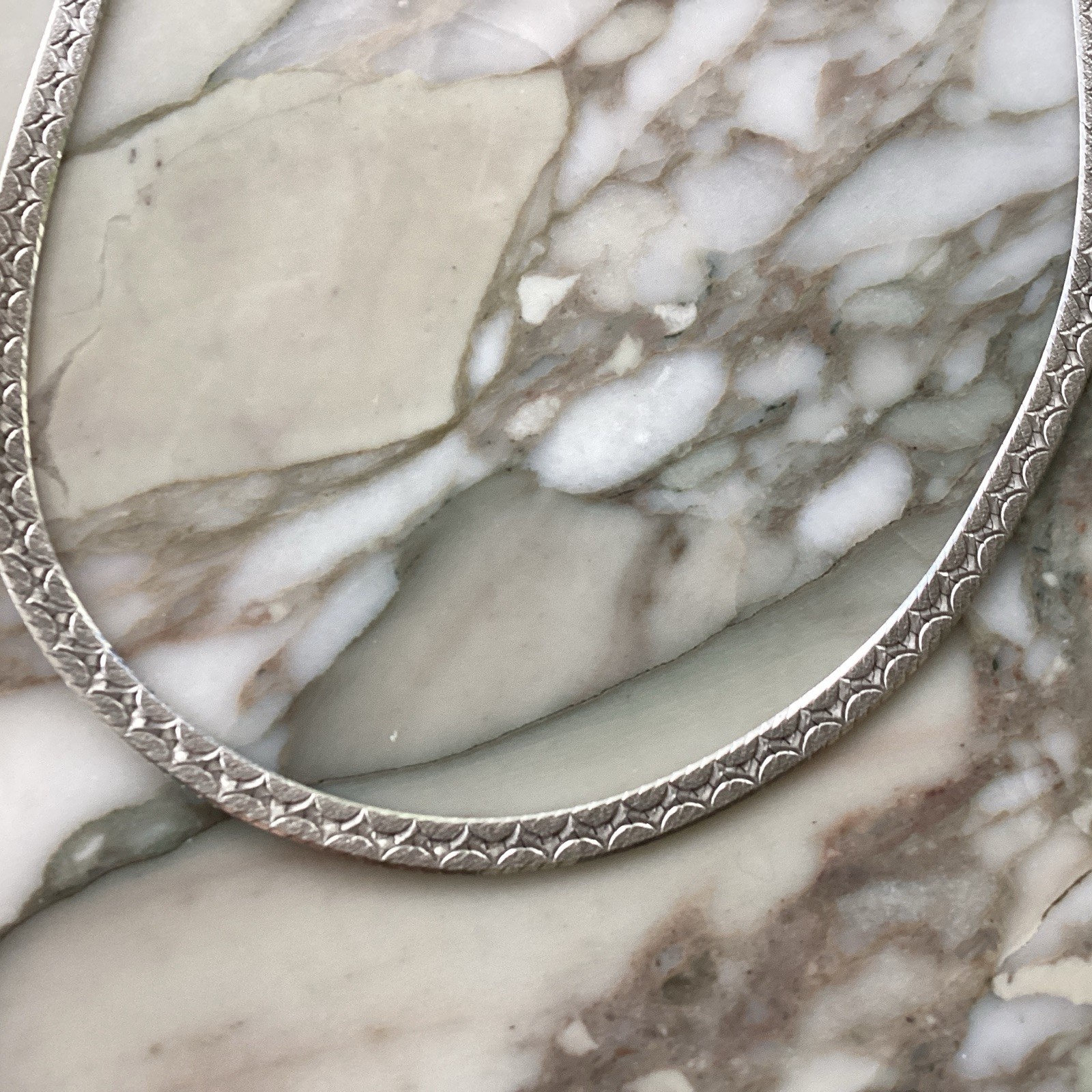 MILOR Italy Sterling Silver Wide Textured Herringbone Necklace 24”reversible 23G