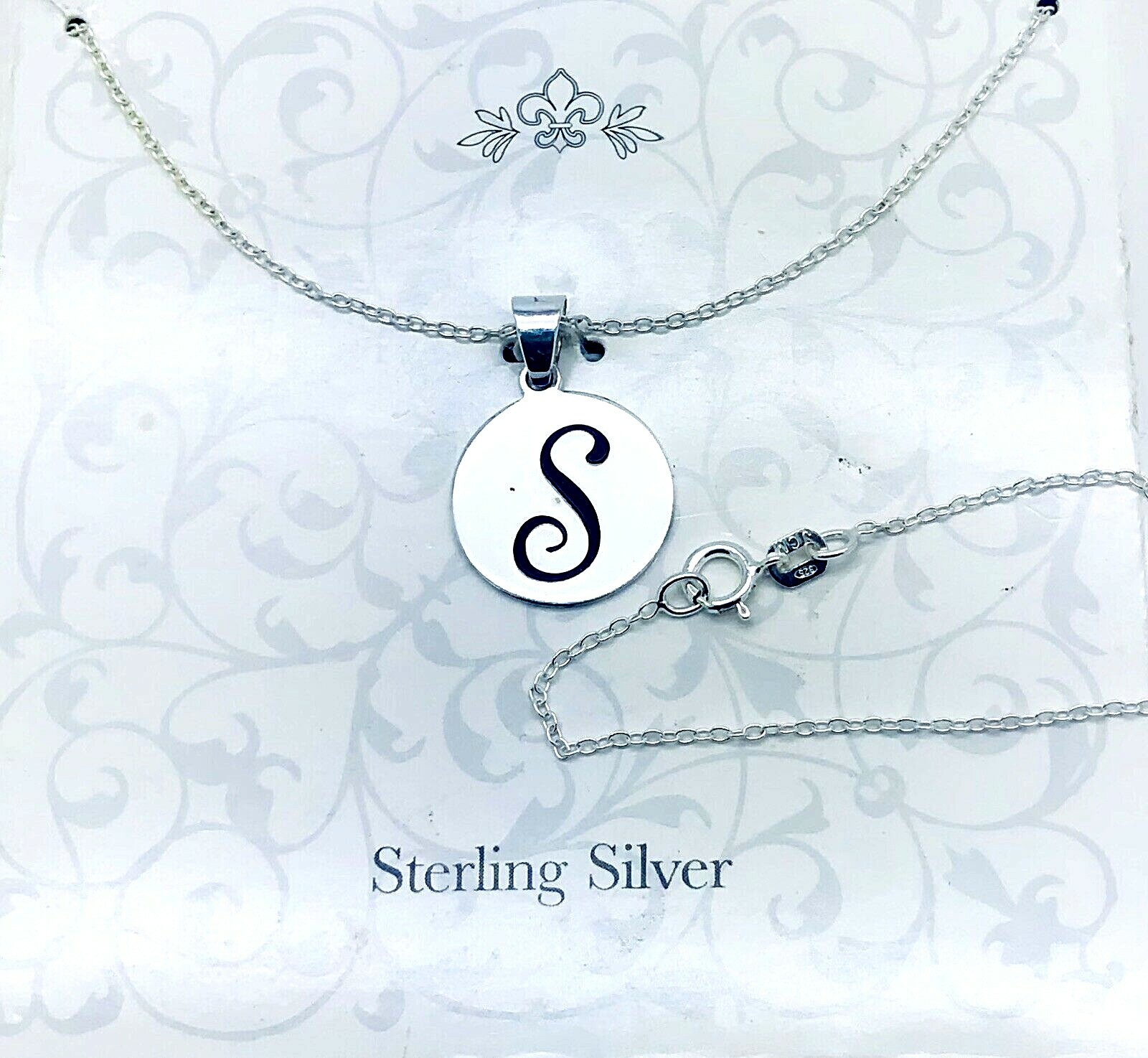 Sterling Silver 925 Pendant Cursive Monogram “S” Necklace Chain tested US Seller