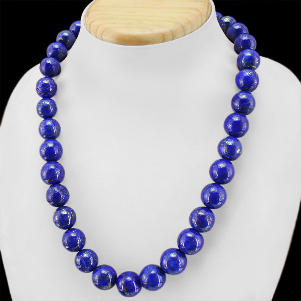 FINEST EVER 600.00 CTS NATURAL BLUE LAPIS LAZULI ROUND BEADS NECKLACE (DG)