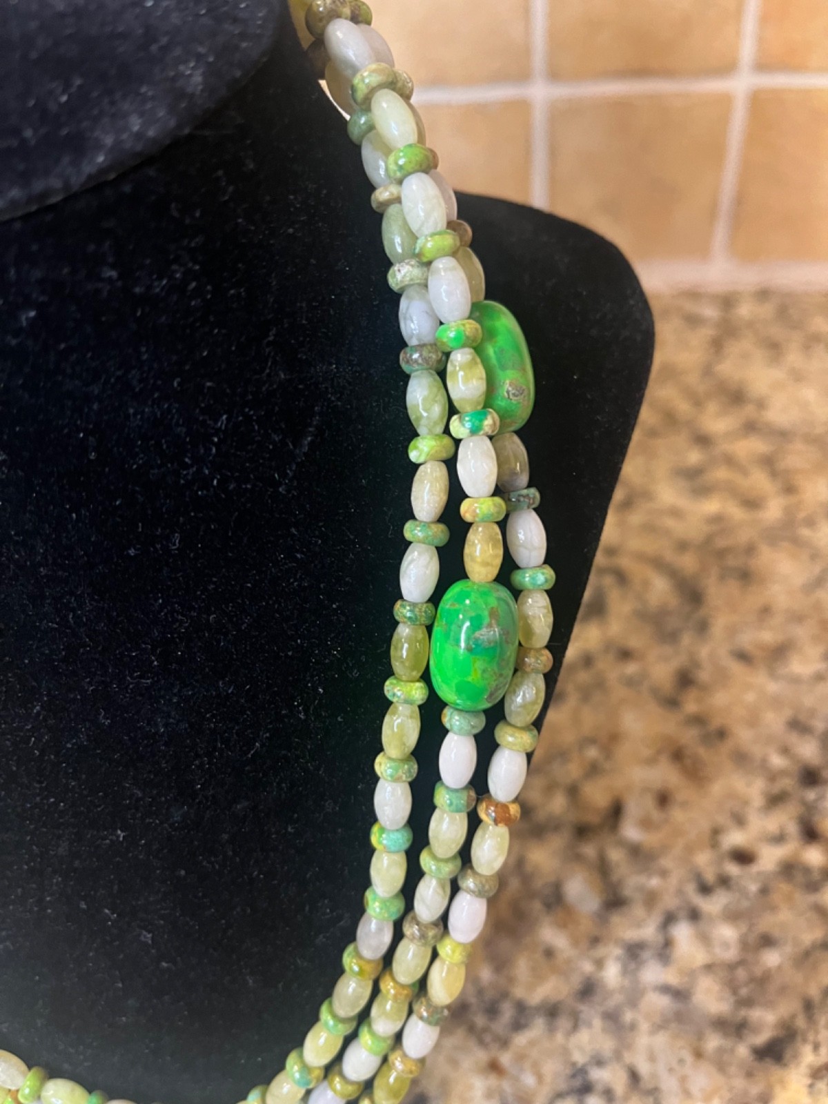 Jay King Mojave Turquoise and Serpentine Stones Necklace, vintage jewelry,