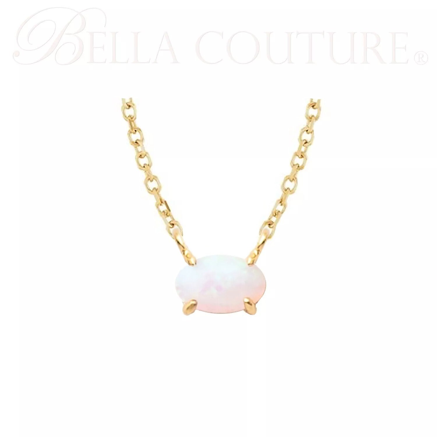 $599 NEW COUTURE OVAL OPAL 18K YELLOW GOLD CHAIN NECKLACE CHARM PENDANT 18″ 16″