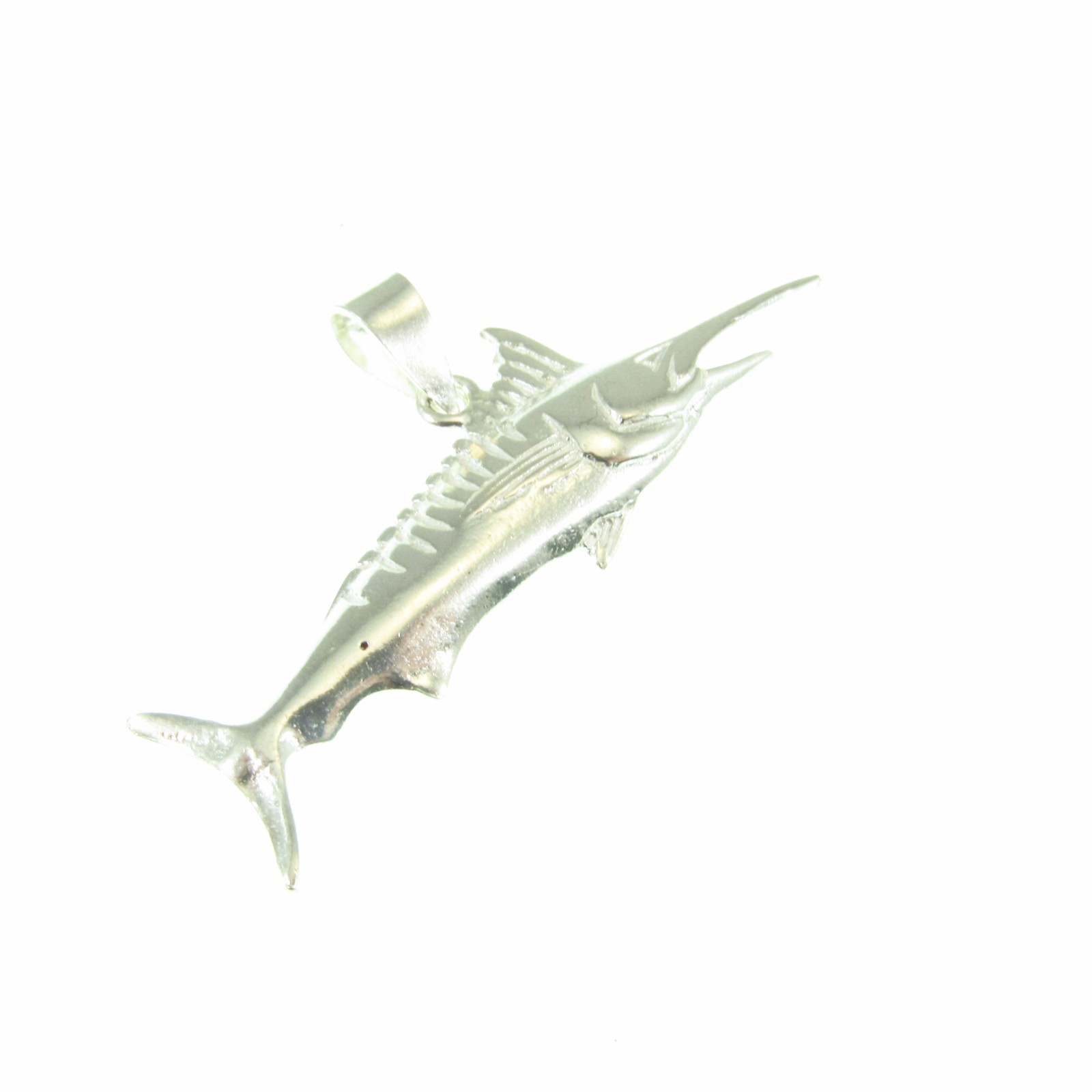 Solid 925 Sterling Silver Swordfish Marlin Pendant Men’s Nautical Jewelry Gift