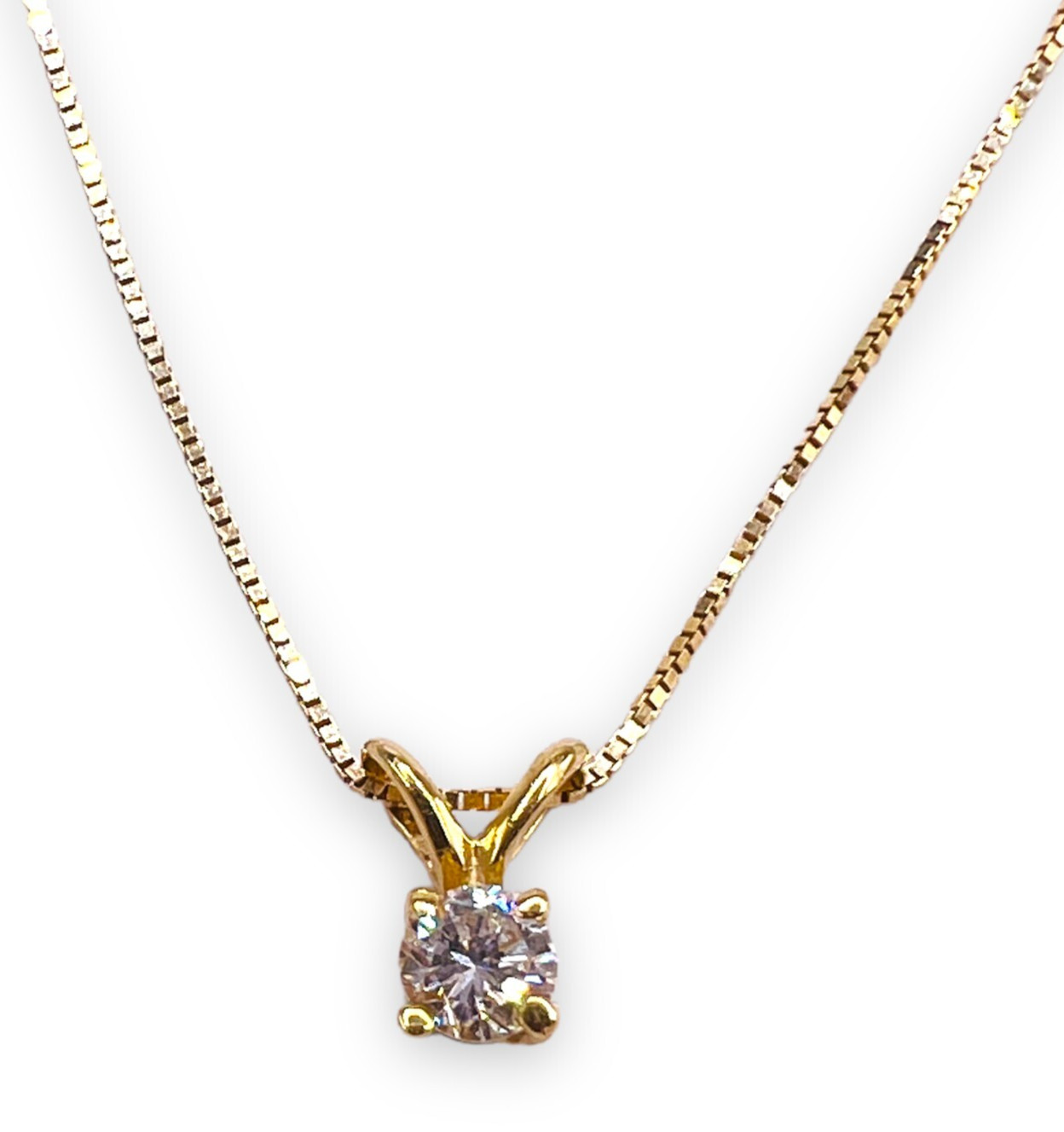 0.15 Ct Round Cut Natural VS-SI-G Diamond 14K Yellow Gold Pendant with 18″ Chain
