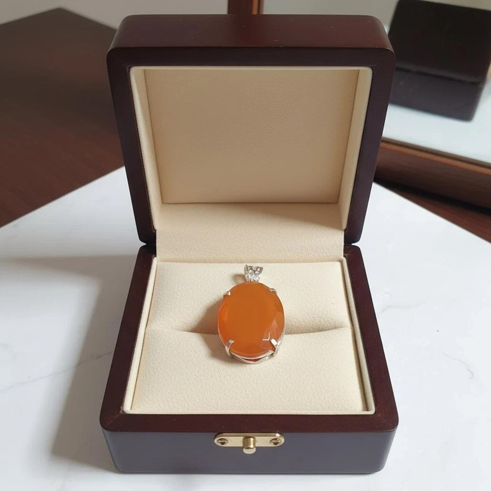 Orange Certified 101 Ct Natural Opal Oval Cut 925 Solid Silver Pendant Gemstone