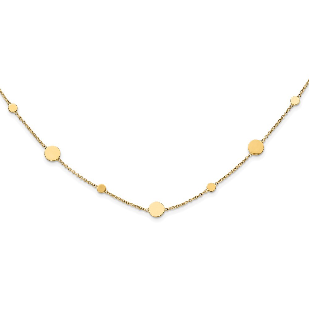 14k Yellow Gold Polished Disc Cable Chain Necklace 18″ Gift for Women