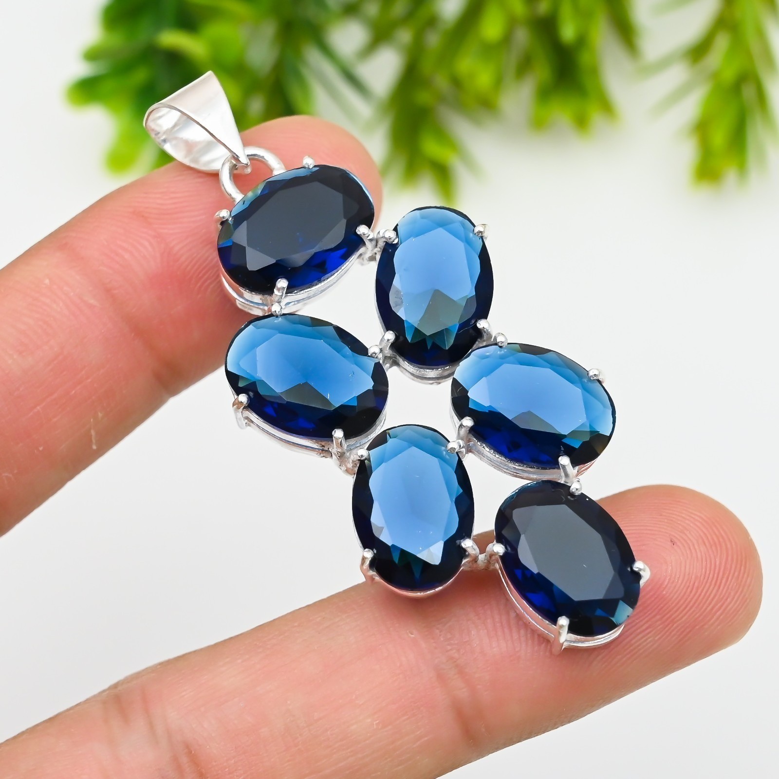 London Blue Topaz Gemstone 925 Sterling Silver Pendant