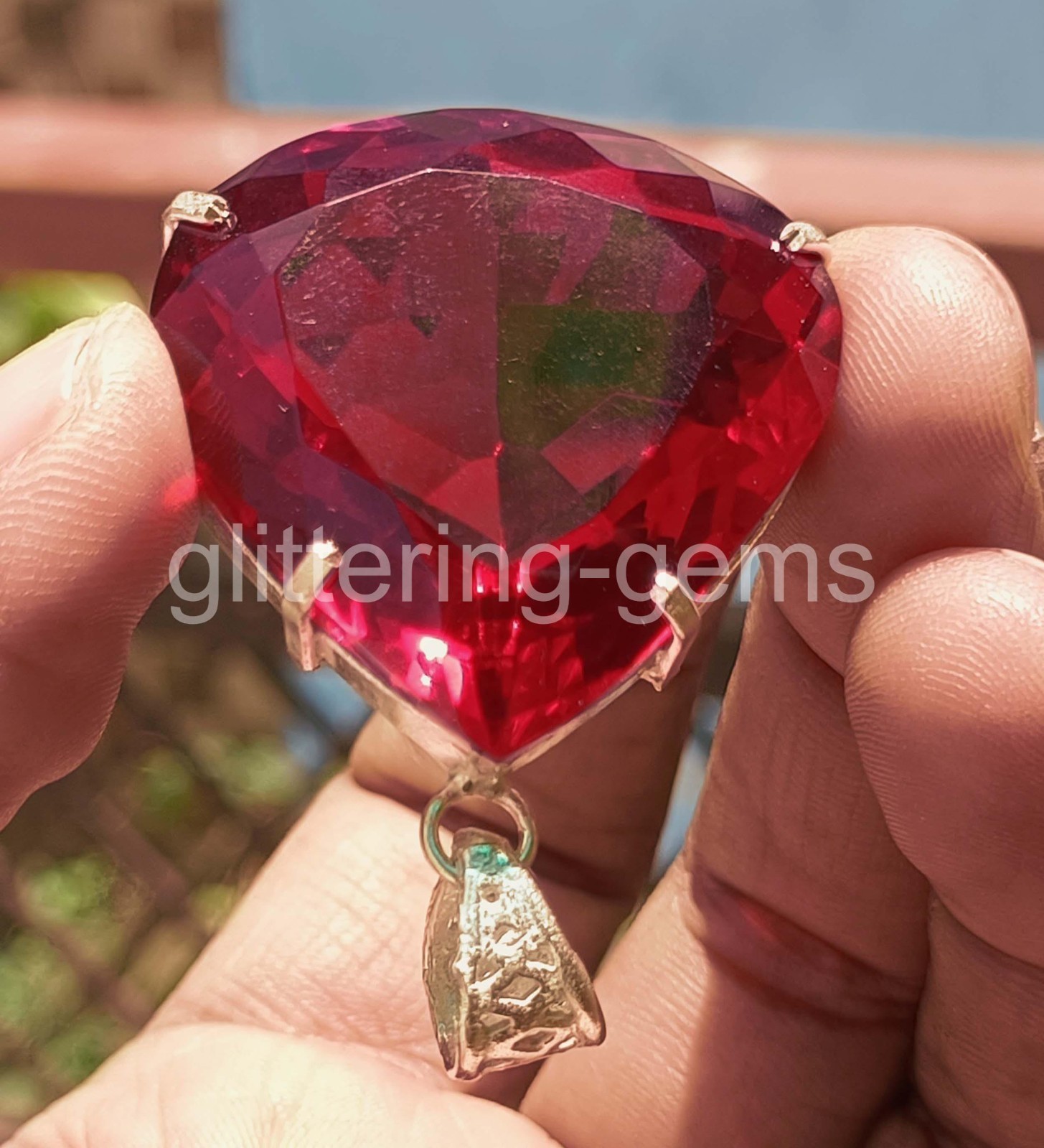 97.35 Ct Natural Red Ruby Pendant Pear Pendant 925 Silver IGL Loose Gems 6YHW