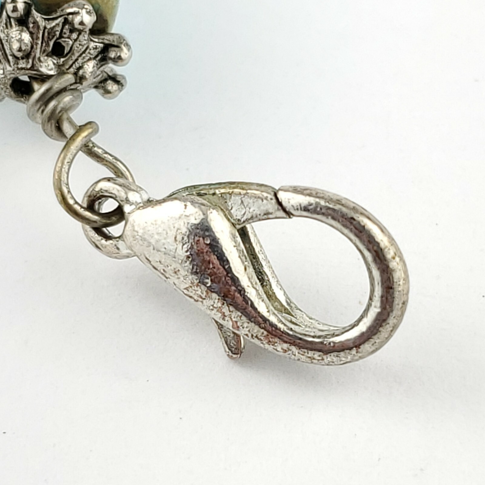 Handmade Turquoise Stone Nugget Charm Pendant Silver Tone Metal Lobster Clasp 2″
