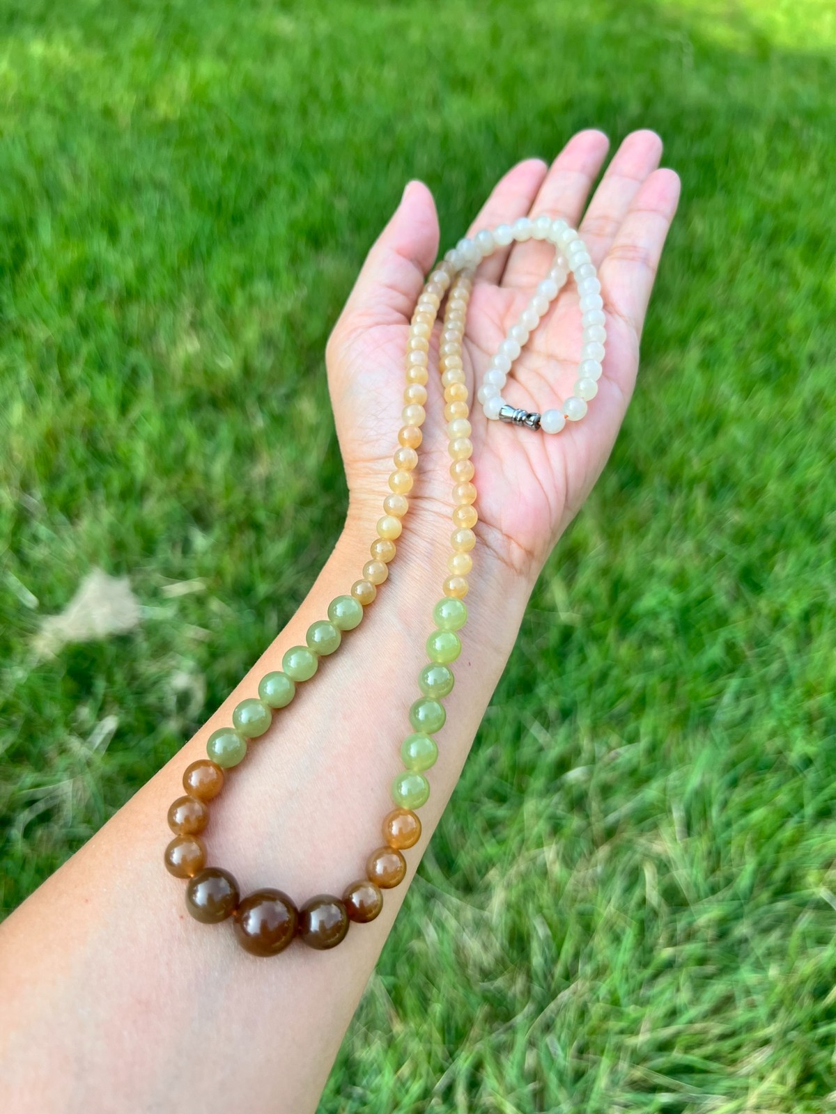 Only one! Top Gorgeous Genuine Nephrite Jade Bead 24″ Necklace H323 b