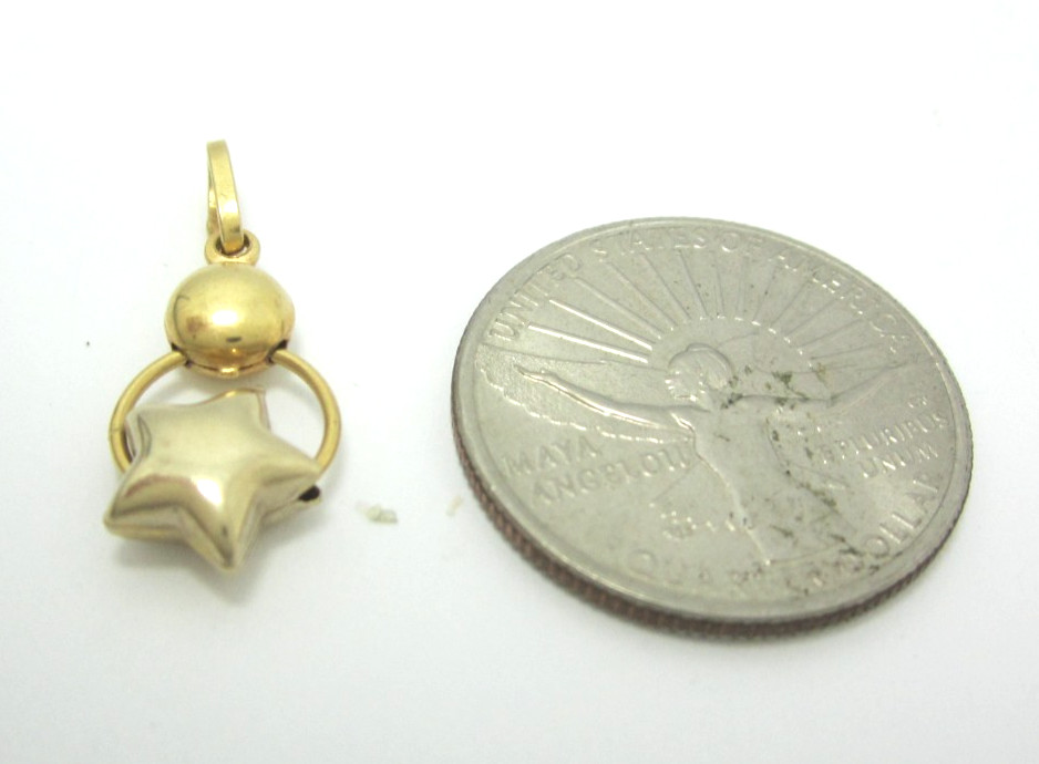 STUNNING 18K MULTI-TONE GOLD STAR (1″) CHARM PENDANT 1.2G