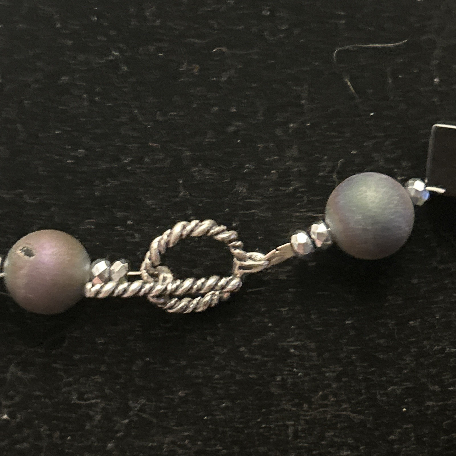 Sterling silver black Onyx purple Quartz Hemiatite Beaded 18” Toggle Necklace