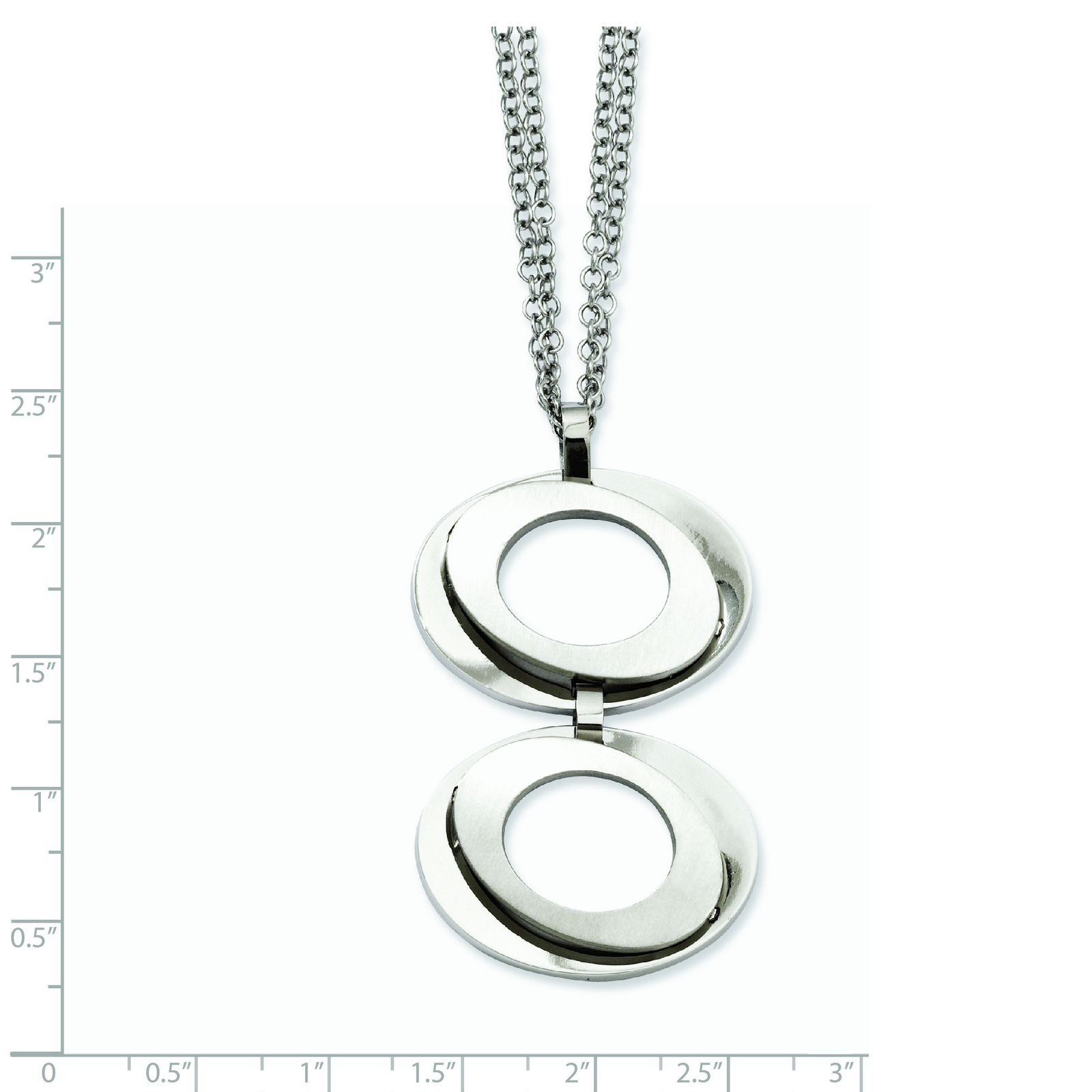 Stainless Steel Brushed & Polished Circles 16.5In 1In Ext Necklace