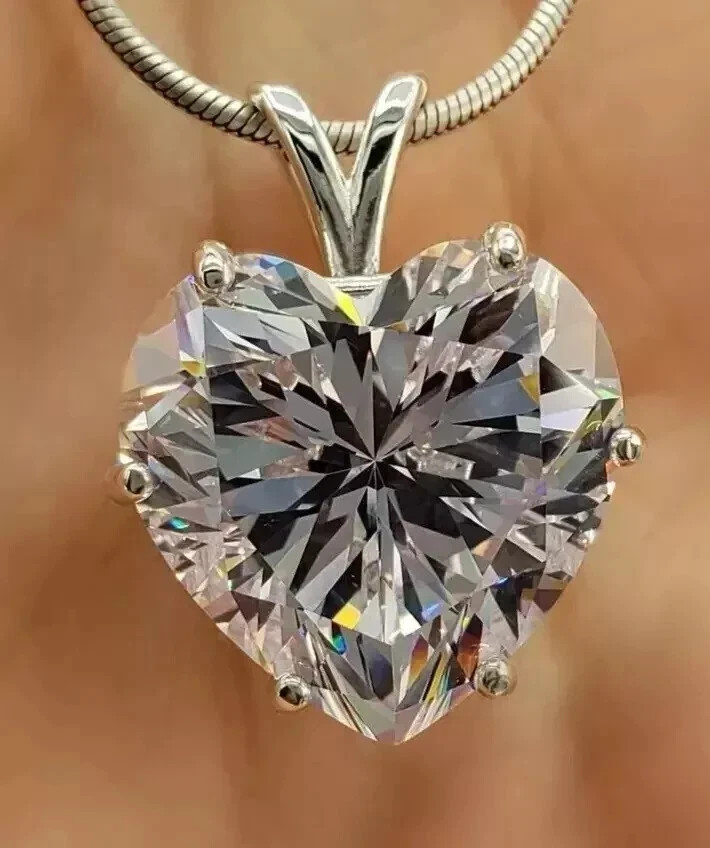 4.00 Ct Certified Lab Grown White Diamond Solitaire Heart Cut Pendant