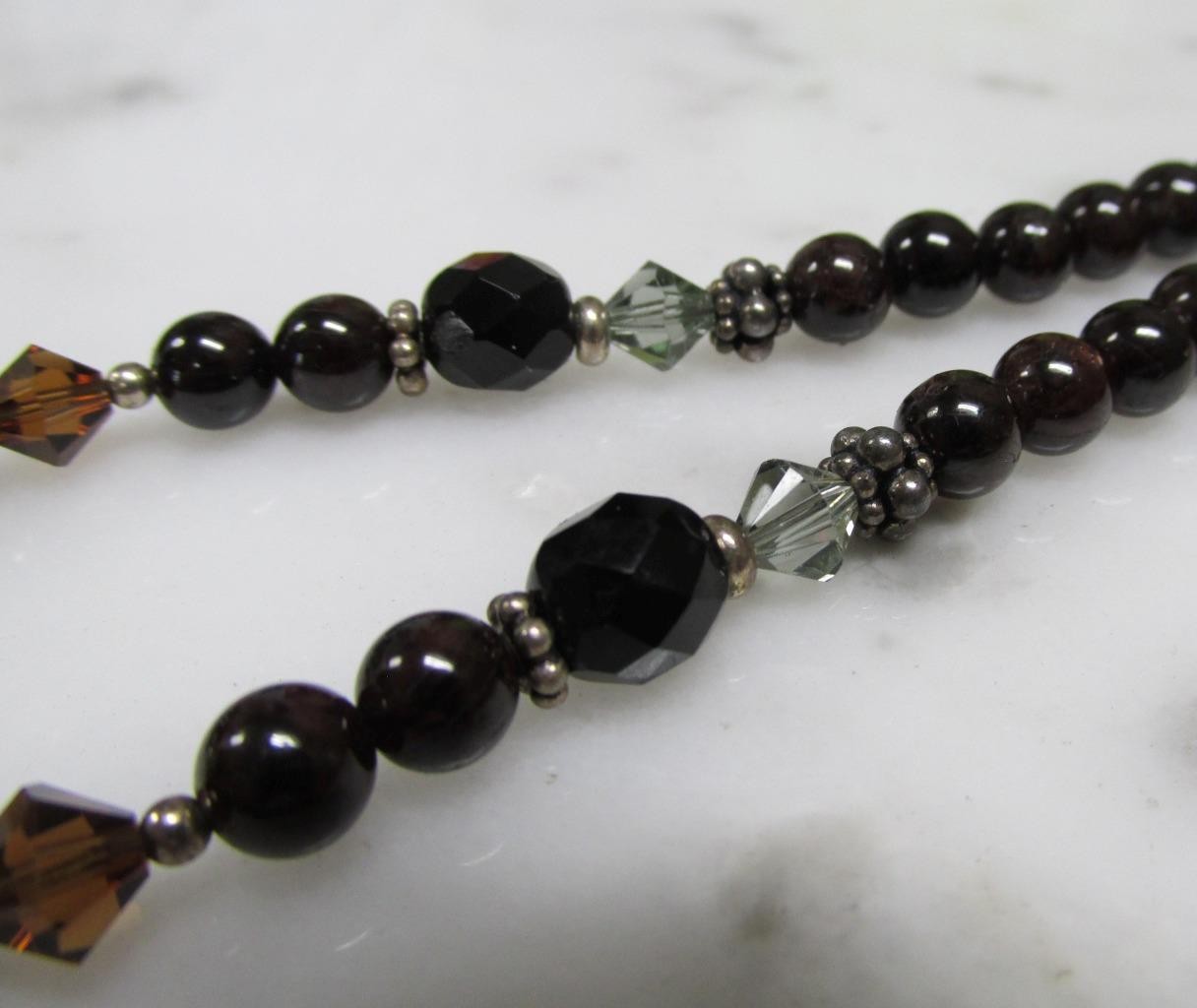 Multi-Stone Beaded Necklace w/ Unknown Stone Accent & Sterling Clasp ~ 6-C470