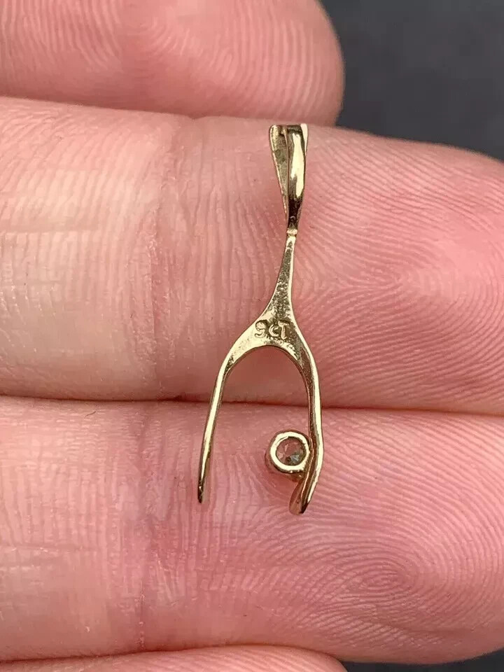 Vintage Inspired Wishbone Pendant 0.20 Ct Real Moissanite 14K Yellow Gold Finish